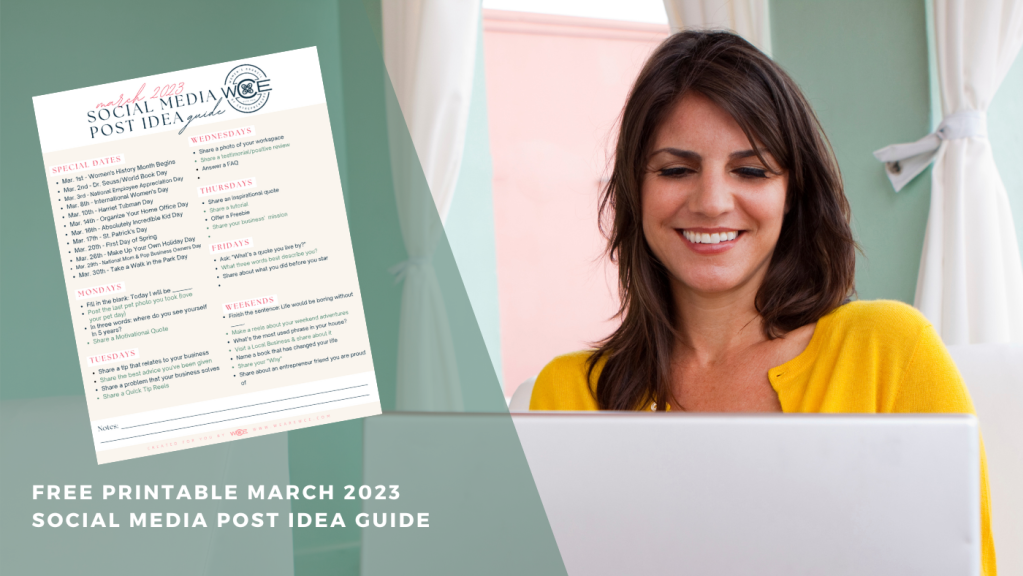 Free Printable ~ March 2023 Social Media Post Idea Guide